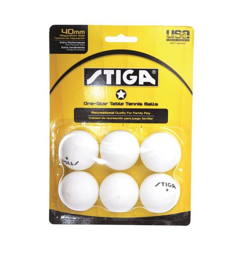Escalade T1409 STIGA One-Star White 6 Pack Table Tennis Balls