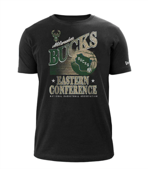 NEW ERA 13685397 Eastern Conference State Black Milwaukee Bucks T-Shirt