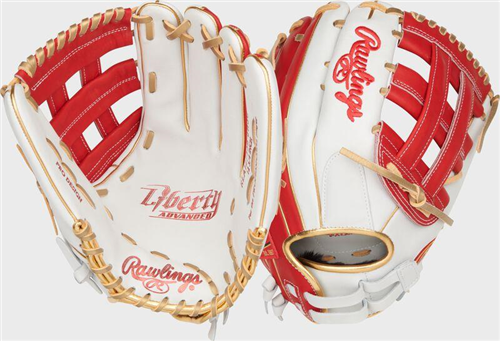 Rawlings Liberty Advanced Color Series 12.75 in Outfield Glove, White/Scarlet