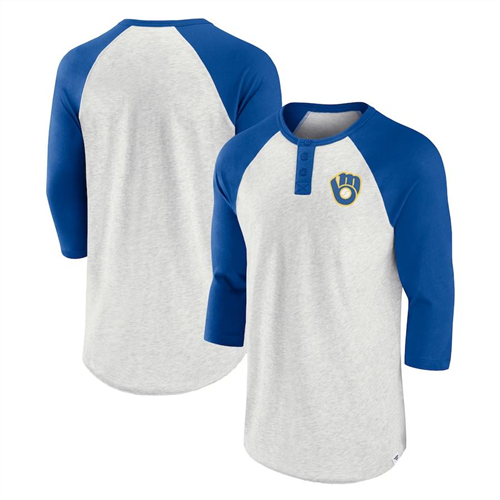 Fanatics Milwaukee Brewers True Classics Believe Raglan Henley Fanatics Milwaukee Brewers True Classics Believe Raglan Henley