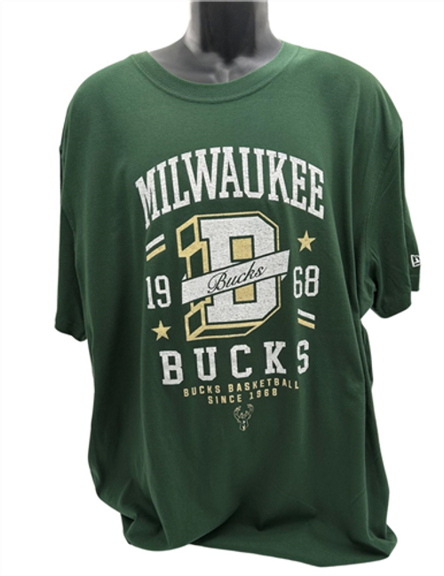 NEW ERA 13682080 SINCE 1968 ICON GREEN MILWAUKEE BUCKS T-SHIRT