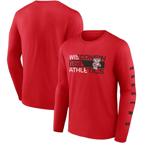 Fanatics Wisconsin Badgers Broad Jump 2 Hit Long Sleeve T-shirt