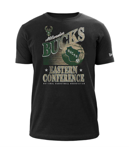NEW ERA 13685397 Eastern Conference State Black Milwaukee Bucks T-Shirt