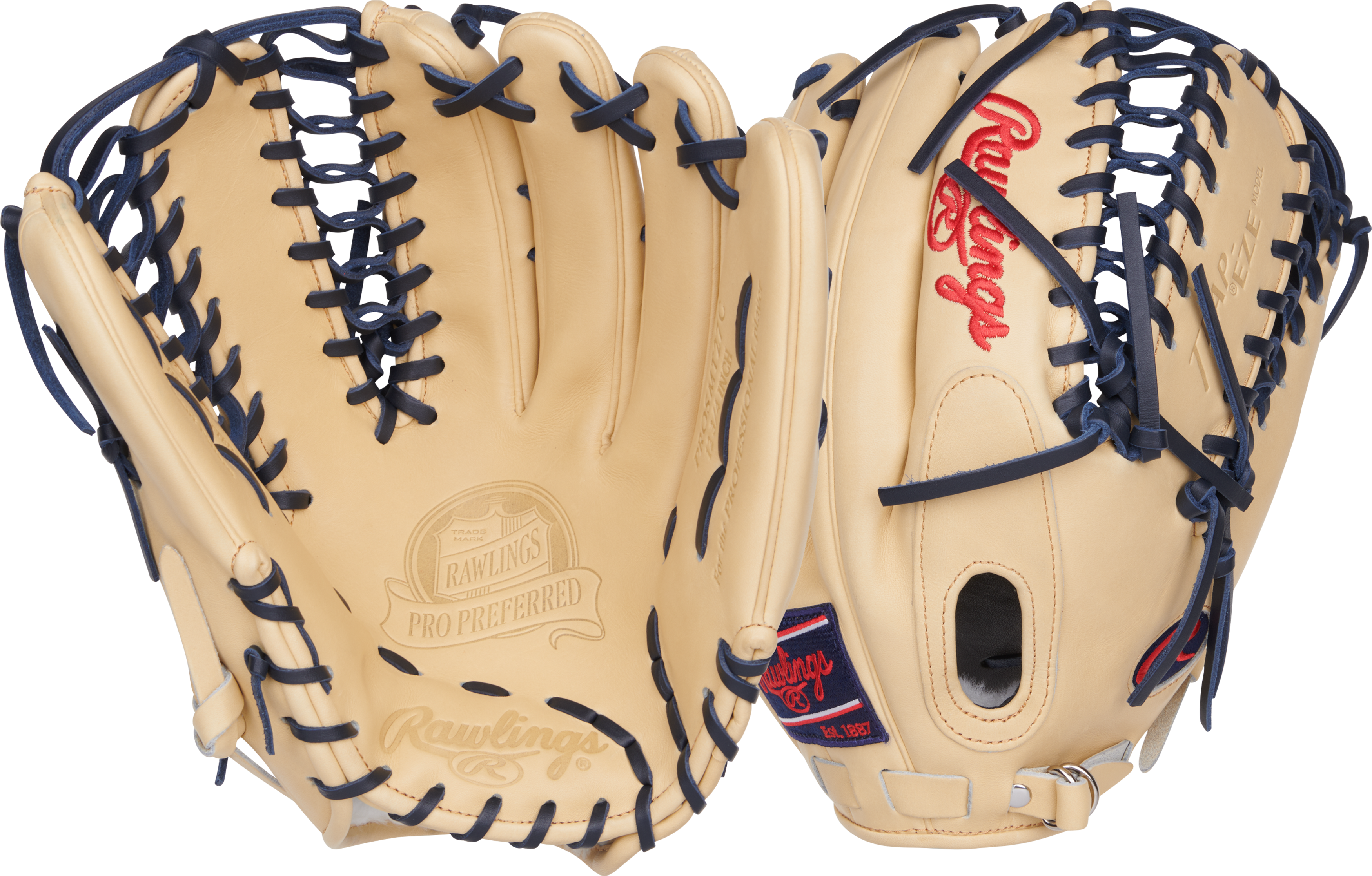 A Rawlings Pro Preferred Glove in a white colorway