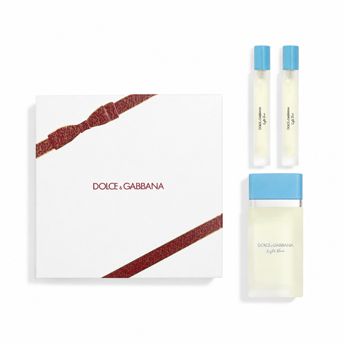 Estuche Dolce & Gabbana Light Blue EDT para mujer con perfume de 100 ml y dos sprays de viaje de 10 ml