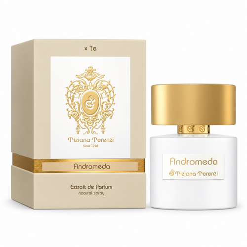Perfume original con caja y frasco sobre fondo blanco