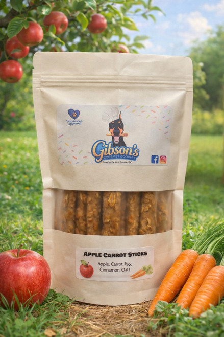 Gibby's Apple Carrot Sticks, for dogs who like to CRUNCH!