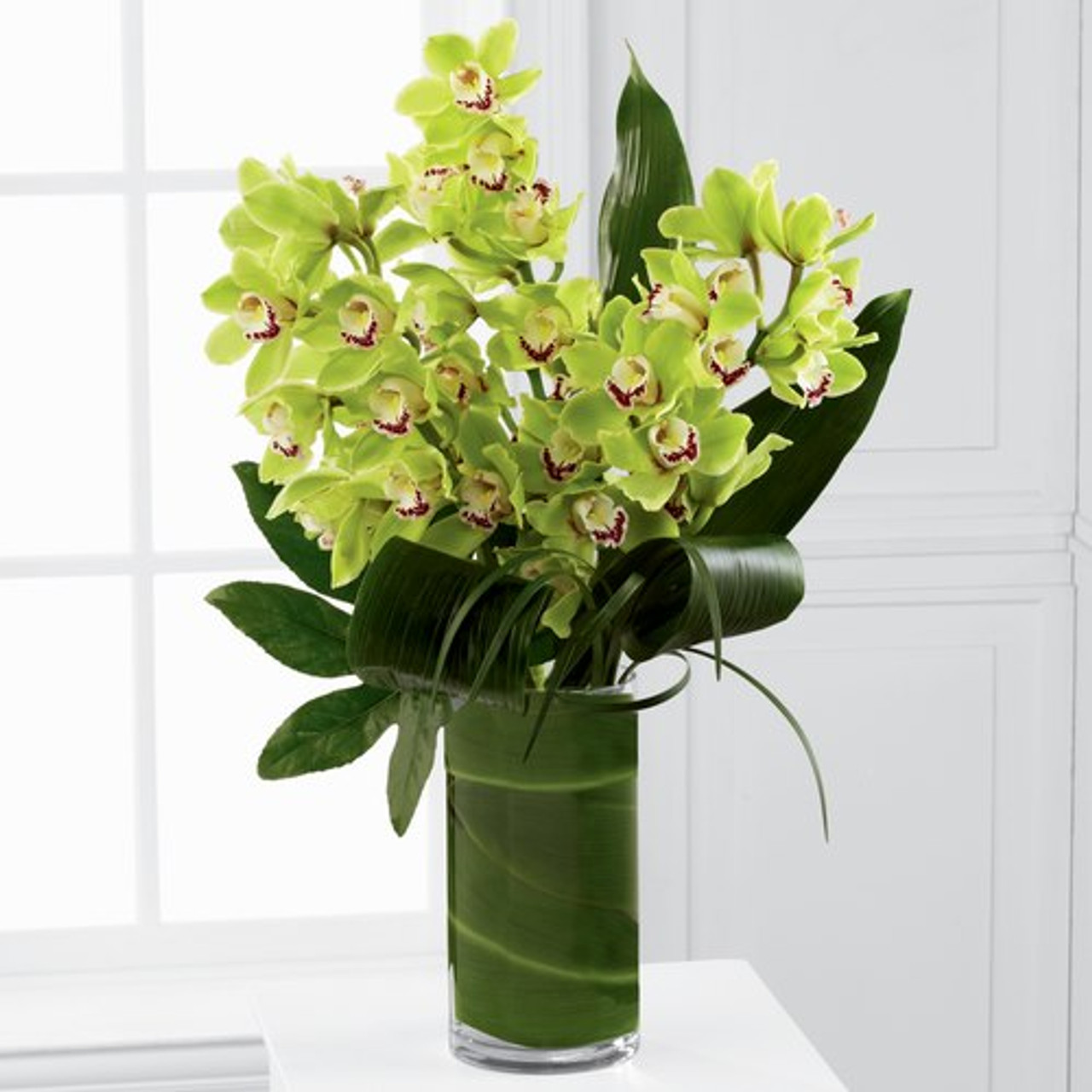 green cymbidium orchid boutonniere