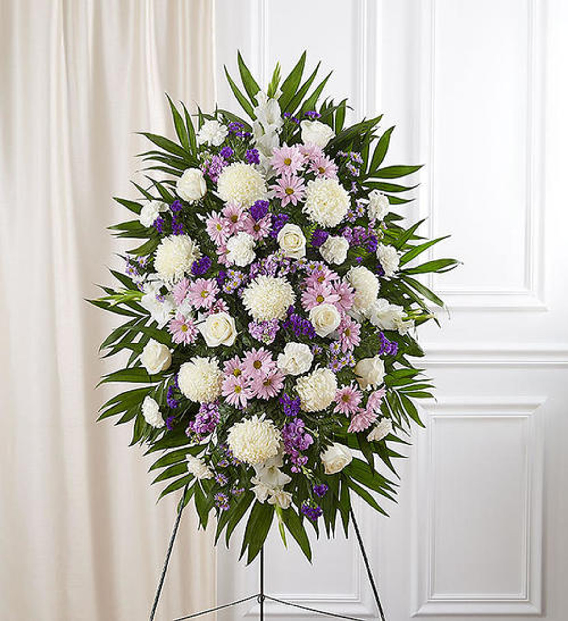 Funeral Bouquet Purple White Flowers Sympathy And Condolence