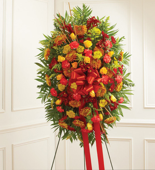 Sympathy Standing Spray in Fall Colors