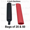 3/4" 3:1 Dual Wall Heat Shrink Tube - 6 Inch Lengths - Adhesive Lined