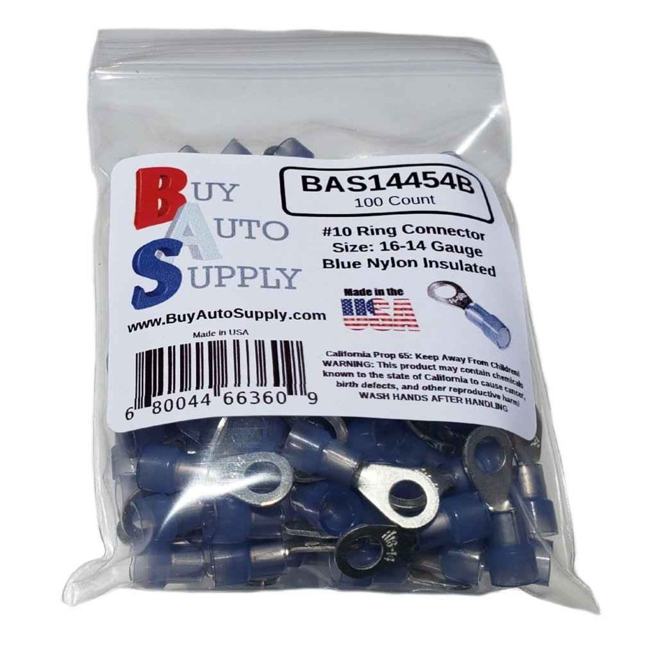 Blue Nylon Ring Connector 16-14 (#10 Stud) - Made in USA