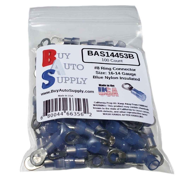 Blue Nylon Ring Connectors 16-14 (#8 Stud)