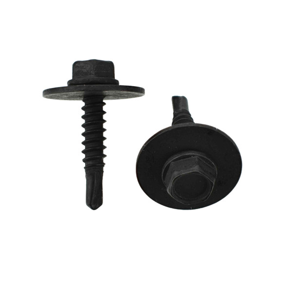 Black Hex Tek Screw - 4.2-1.41 x 20mm - 17mm Loose Washer - Interchanges: Disco 5552 / Auveco 20476