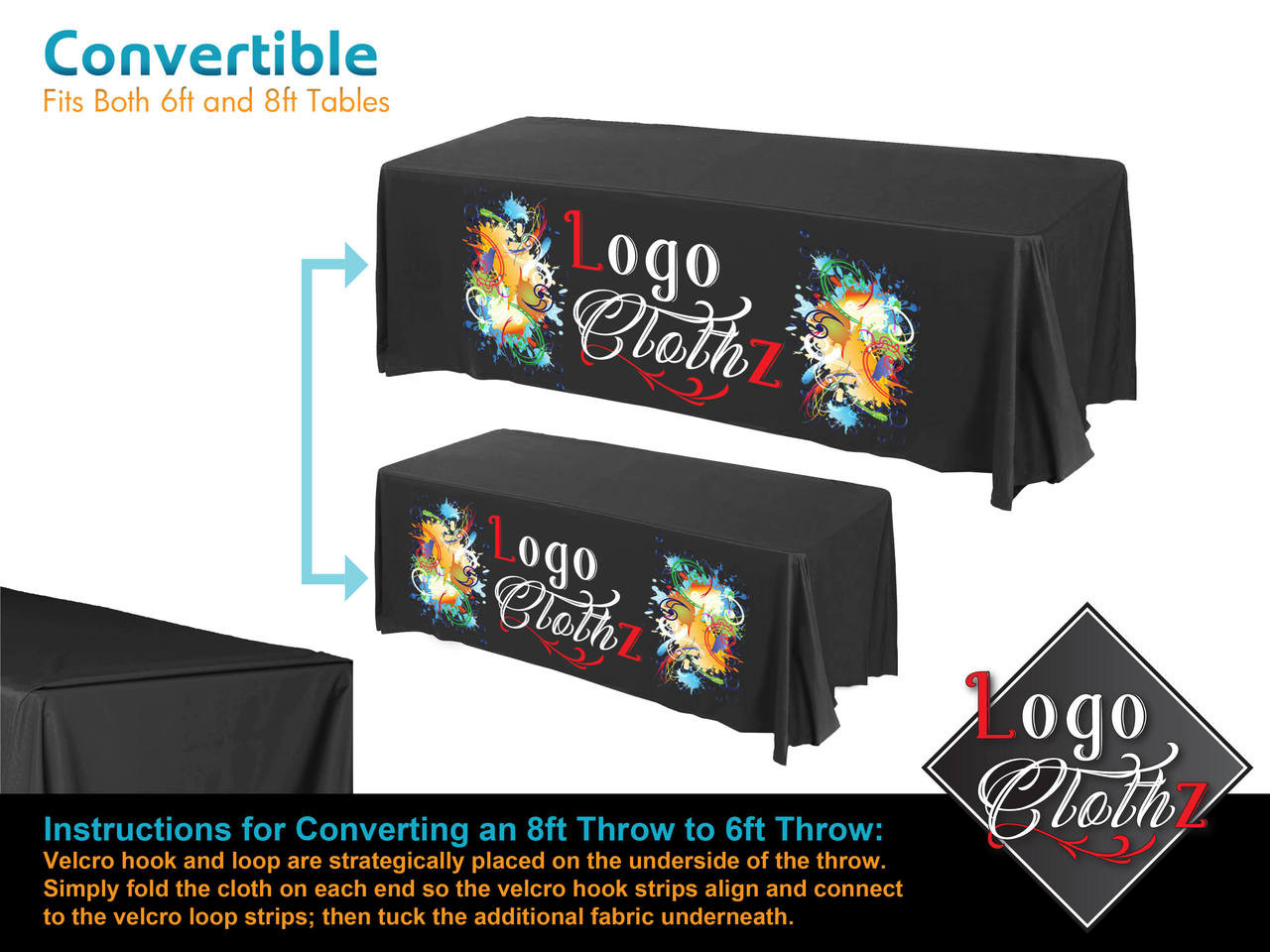 Convertible Tablecloth | Full Color Logo Printed | Logoclothz