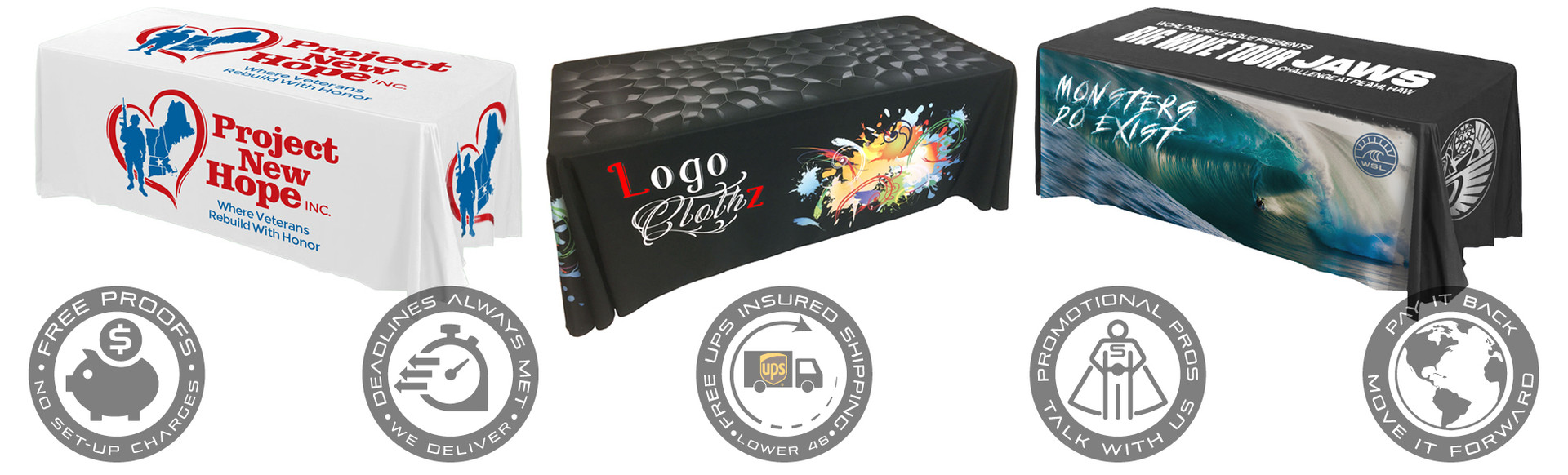 Print On Demand Tablecloths and Covers Logoclothz