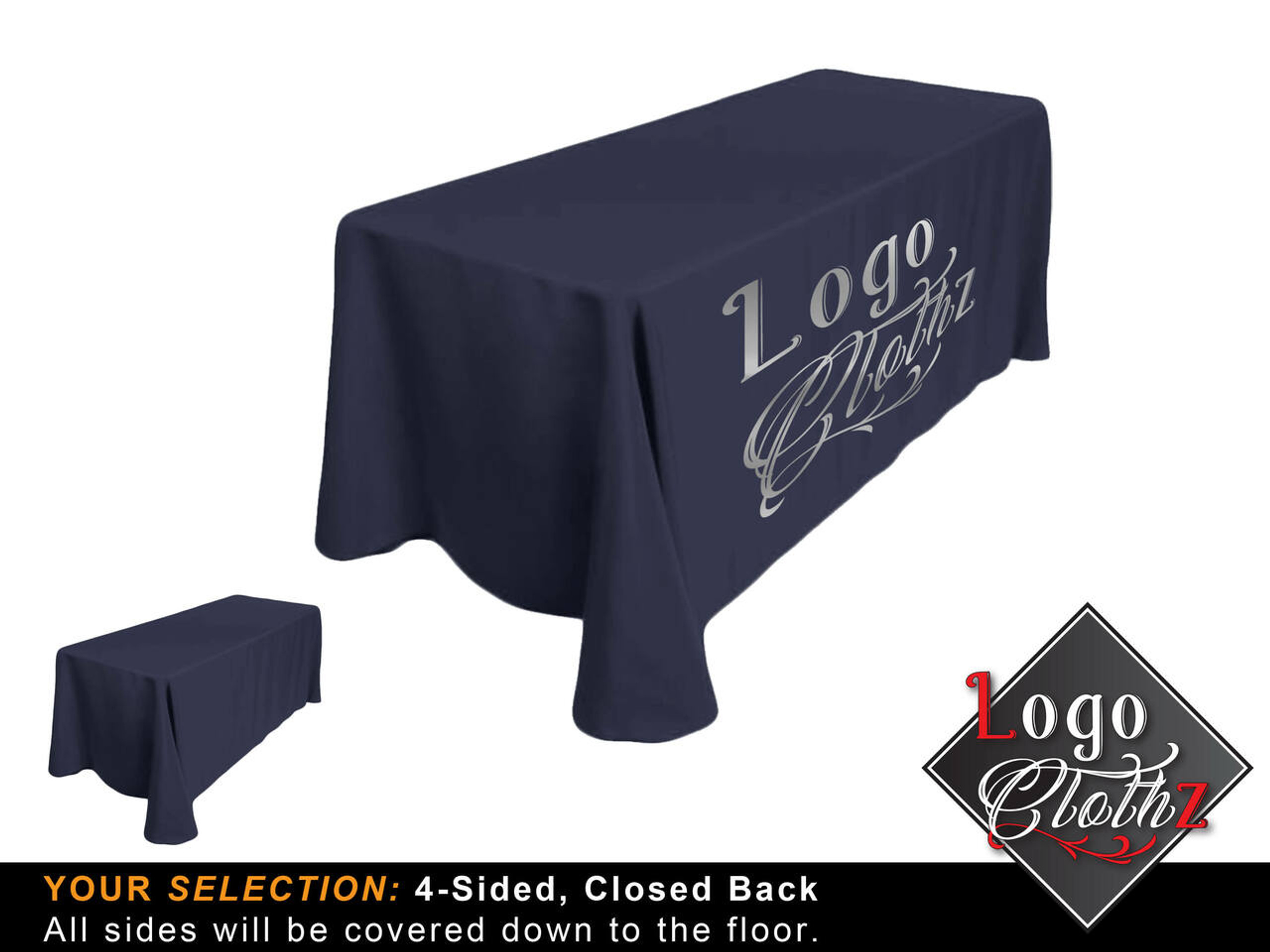 6ft Custom Table Throw | One Color Print | Logo Tablecloth