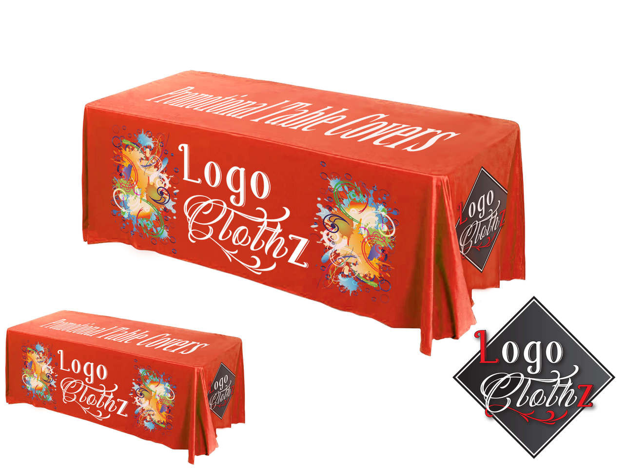 8' Custom Printed Deluxe Table Throw - All Over Print