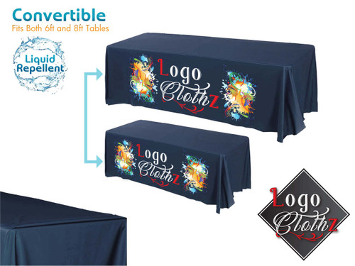 Custom printed convertible table cover for 6 and 8 foot display tables
