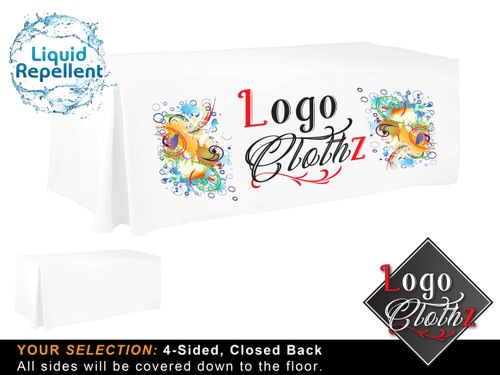 8' Custom Printed Liquid Repellent Table Throw - Front Panel Print