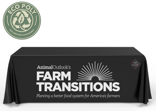 Eco friendly tablecloth solutions for eco friendly companies and brands in 4 foot sizes farm transitions example