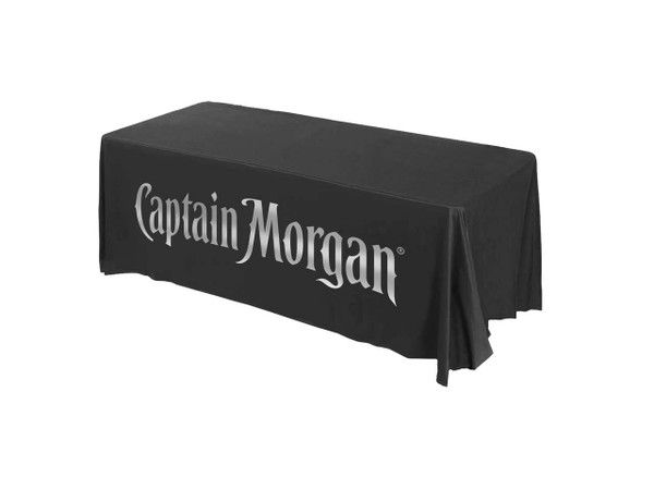 promotional branded table cover metallic silver print