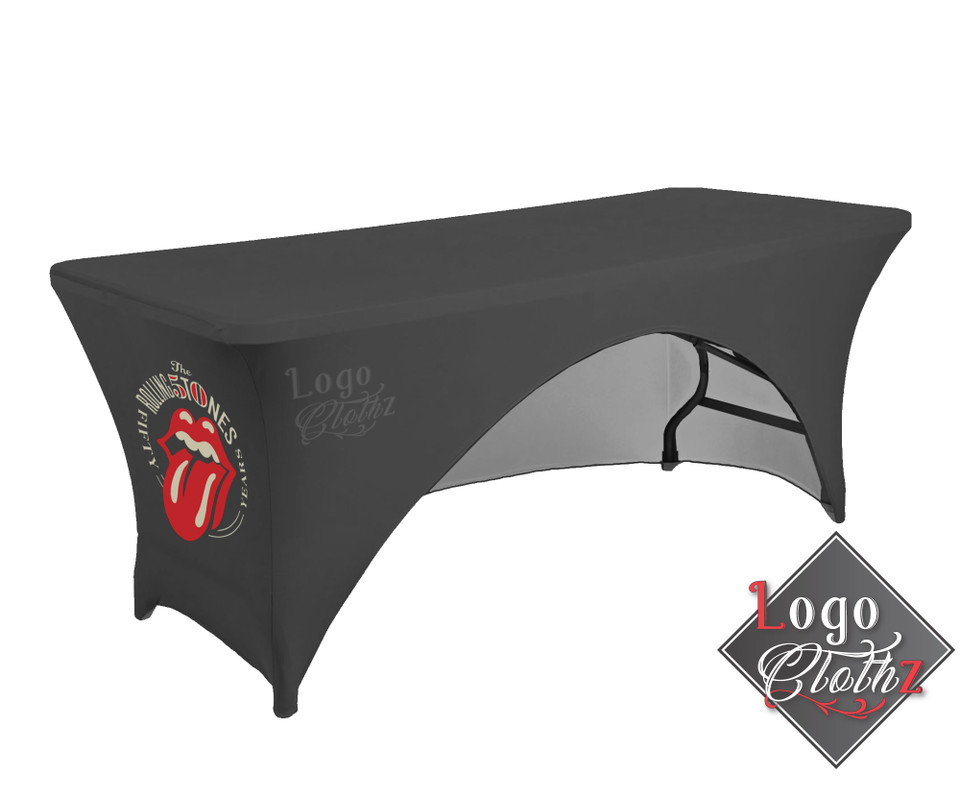 Custom Stretch Tablecloth - Personalized 6FT Fitted Table Cover With Logo For Events