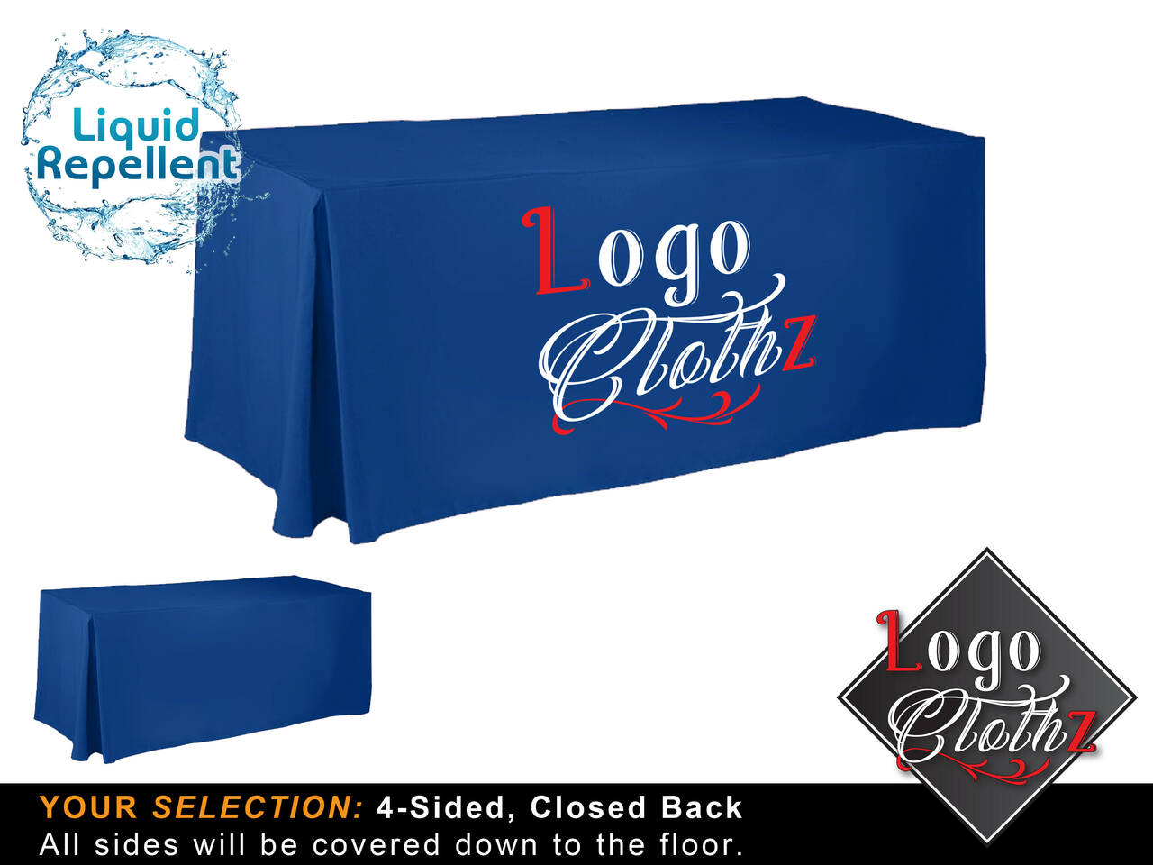 8ft Fitted Tablecloth Liquid Repellent Full Color Print Logoclothz