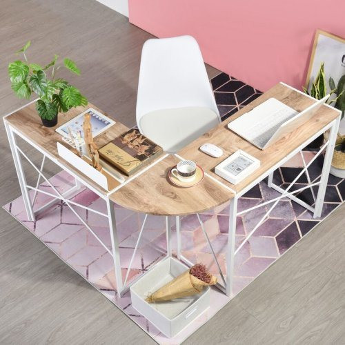 Corner Computer Desk Folding Writing Study Table Rustic Home Office Workstation Industrial L-Shaped Desk