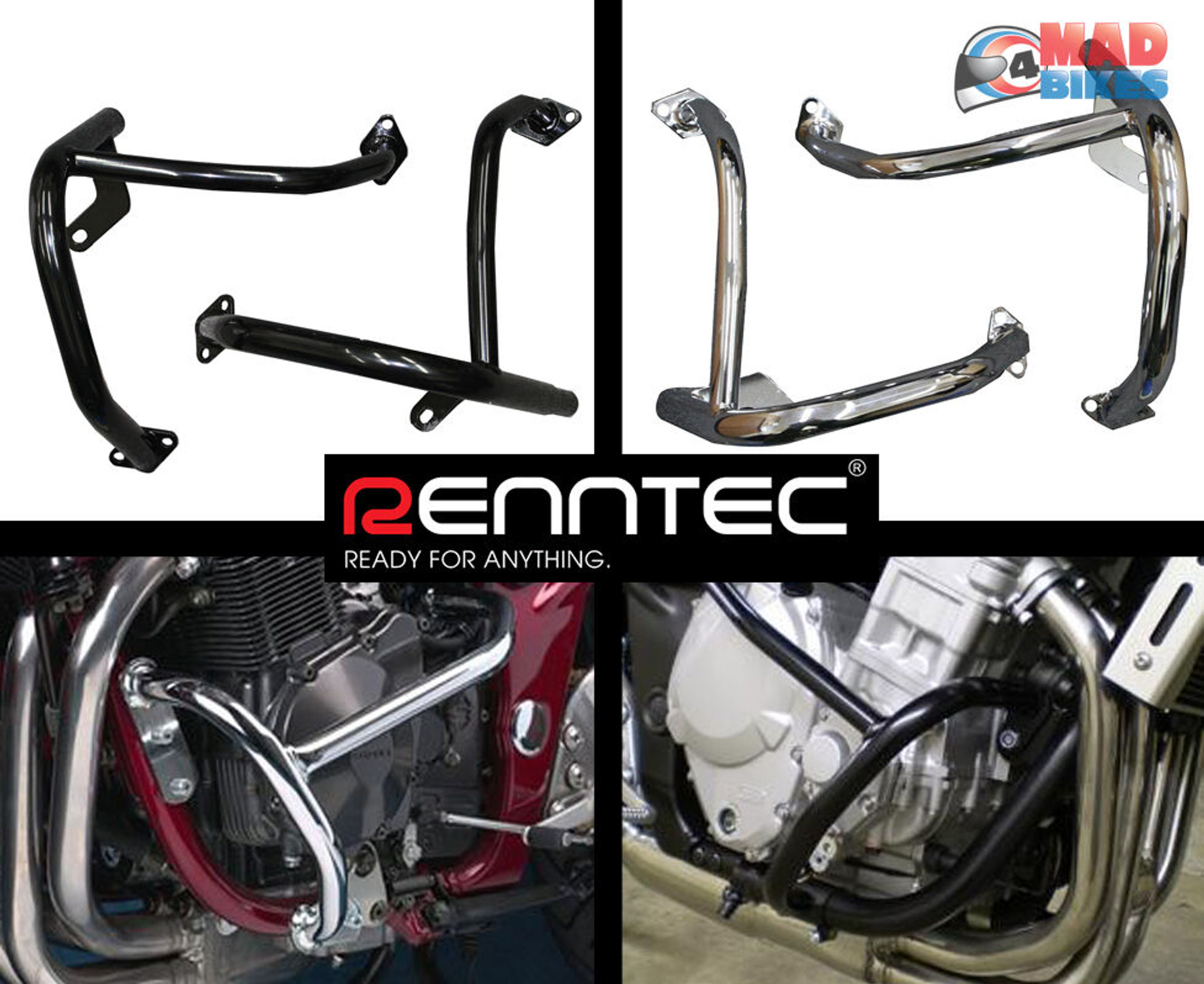 Renntec Black Engine Crash protection Bars Suzuki GSF1200