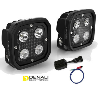 DENALI 2.0 D4 LED Motorcycle Spot Light Kit + Dual Intensity Switch Controller