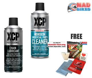 XCP Chain Lube Premium Quality Non Fling Lube 400ml & XCP Parts Cleaner 400ml