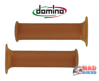 Domino Cafe Racer Vintage Style Motorcycle Handlebar Grips 22mm - 7/8 Brown Para