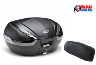 GIVI V47 NNT TECH MONOKEY MOTORCYCLE LUGGAGE TOP BOX 47L + FREE E134S BACKREST