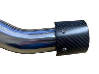 Lextek Universal Motorcycle Carbon Fibre Heat Shield / Joint Cover Shown on a pipe