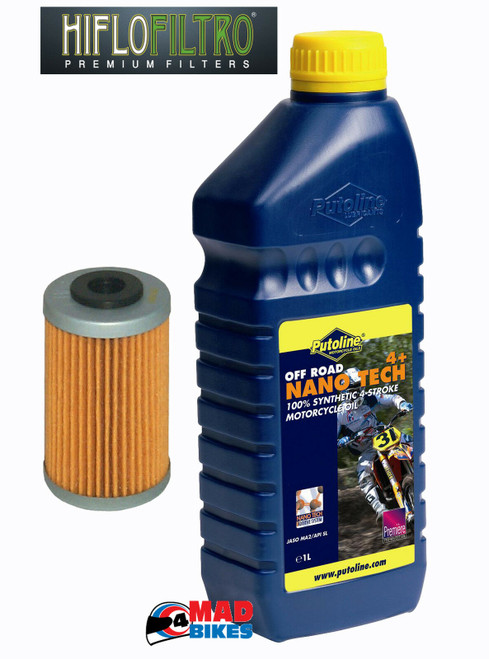 KTM 250 EXC-F,250 SX-F,250 XCF, EXC PUTOLINE NANO TECH 10W60 & HIFLO OIL FILTER