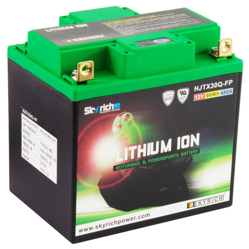 SkyRich HJTX30Q-FP Lithium Motorcycle Premium Battery Replaces YIX30L-BS, YIX30L