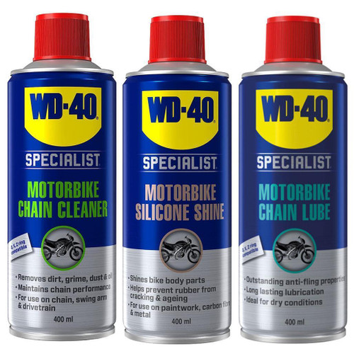 WD-40 Specialist Motorbike Pack Silicone Shine Chain Lube & Chain Cleaner