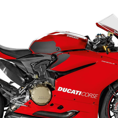 Eazi-Grip Streamline Tank Grip Traction Pads in Black fitted to a Ducati Panigale 2011 to 2018