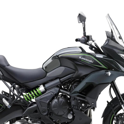 Kawasaki Versys 650 2015-2021 Eazi-Grip Streamline Tank Grip Traction Pads Clear shown on the bike