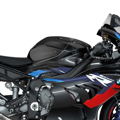 BMW M1000RR CL Eazi-Grip Streamline Tank Grip Traction Pads Black shown on the bike