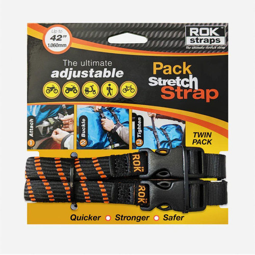 ROK Adjustable Luggage Straps (Pair) 42" (1060mm) Orange Black