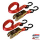 Ratchet tie down straps for securing motorcycles during transport