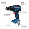 Bosch GXL18V-240B22 2-Tool 1/2 inch Hammer Drill/Driver & Two-In-One Bit/Socket Impact Driver/Wrench Combo Kit showing features of the hammer drill/driver