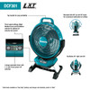 Makita DCF301Z 18V LXT Cordless 13 inch Jobsite Fan (Tool Only) showing features of the fan Makita DCF301Z 18V LXT Cordless 13 inch Jobsite Fan (Tool Only) showing features of the fan