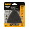 DeWalt DWASPTRIM220 XP 3-3/4 inch x 3-3/4 inch 220G Mesh Oscillating Triangle Universal Sanding Pads - 5pk showing blade in packaging