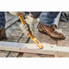 DeWalt DWHT55160 15 inch Spring Steel Flat Bar showing in use prying a nail holding two pieces of lumber together