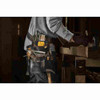 DeWalt DWST550115 Leather Tool Pouch  and Belt showing with tools loaded in pouch mounted to a contractor foots belt (Tools sold separately)