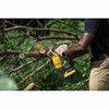 DeWalt DCCS623B 20V MAX XR 8 inch Brushless Cordless Pruning Chainsaw (Tool Only) showing in use cutting through tree branches DeWalt DCCS623B 20V MAX XR 8 inch Brushless Cordless Pruning Chainsaw (Tool Only) showing in use cutting through tree branches