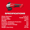 Milwaukee 2686-20 M18 Cordless Brushless 4-1/2 inch / 5 inch Cut-Off Grinder - Paddle Switch (Tool Only)